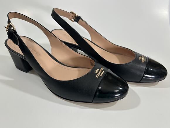 Coach Shoes - Coach Erica Leather Slingbacks Black Patent FG4251 - Size 8B